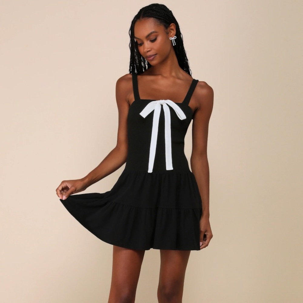 Black Dress with White Bow